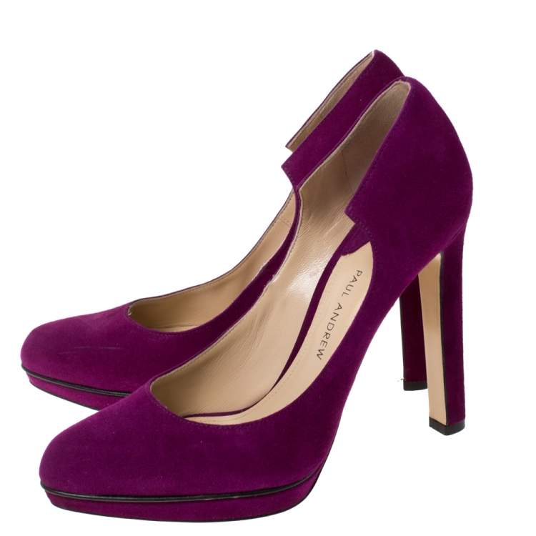 Pre Owned Paul Andrew Purple Suede Manhattan Pumps Size 36