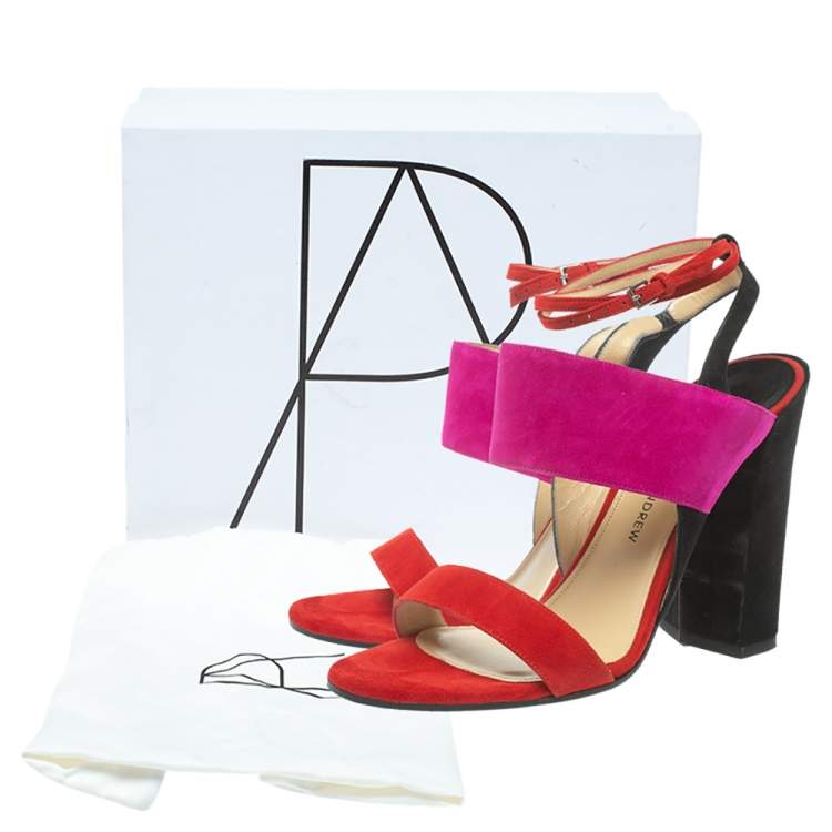 Pre Owned Paul Andrew Tricolor Suede Xiamen Ankle Strap Sandals Size 37