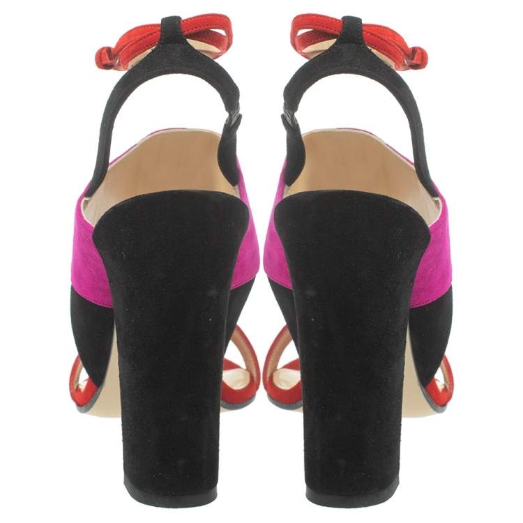 Pre Owned Paul Andrew Tricolor Suede Xiamen Ankle Strap Sandals Size 37