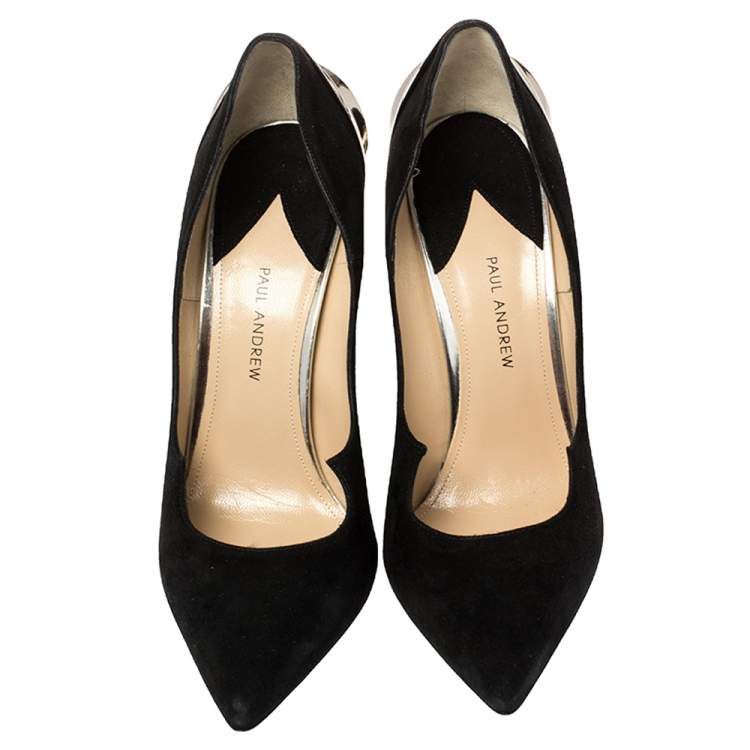 Pre Owned Paul Andrew Black Suede Chrysler Zenadia Pumps Size 38.5