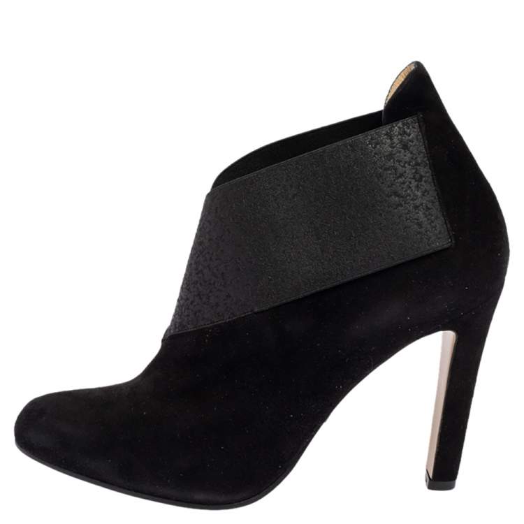 Pre Owned Paul Andrew Black Suede and Elastic Ankle Booties Size 39