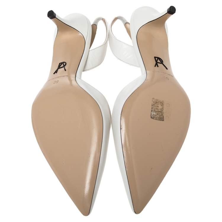 Pre Owned Paul Andrew White Leather Rhea Slingback Pumps Size 39