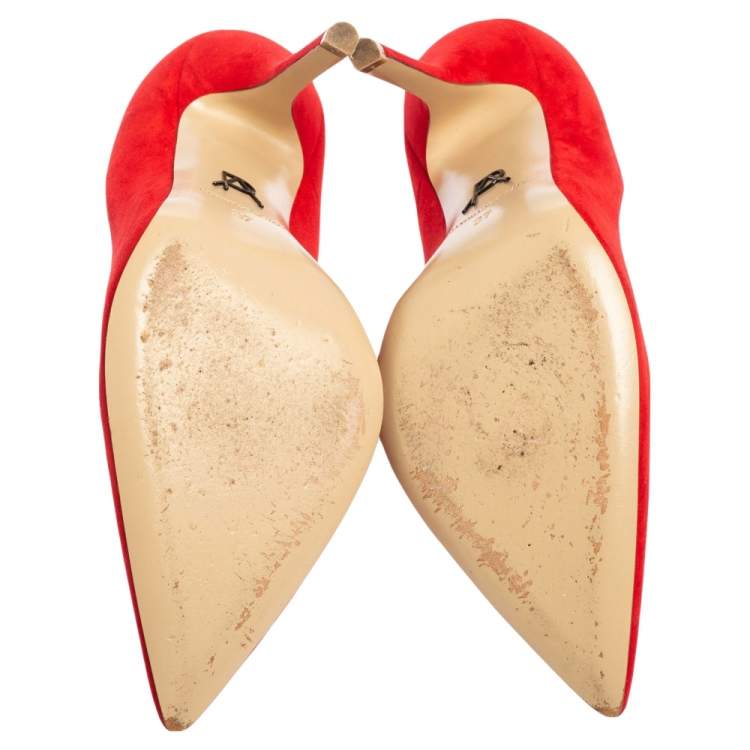 Pre Owned Paul Andrew Red Suede Pointed Toe Pumps Size 37
