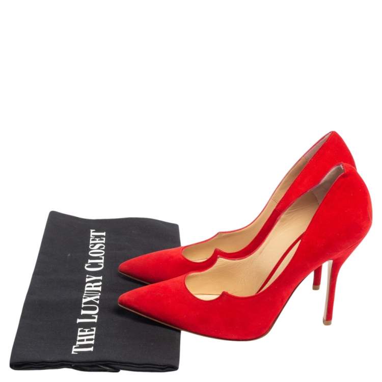 Pre Owned Paul Andrew Red Suede Pointed Toe Pumps Size 37