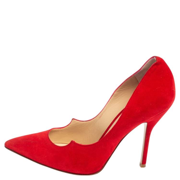 Pre Owned Paul Andrew Red Suede Pointed Toe Pumps Size 37