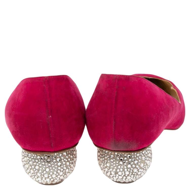 Pre Owned Paul Andrew Rose Suede Silver Crystal Embellished Ball Ankara Heels Pumps Size 41