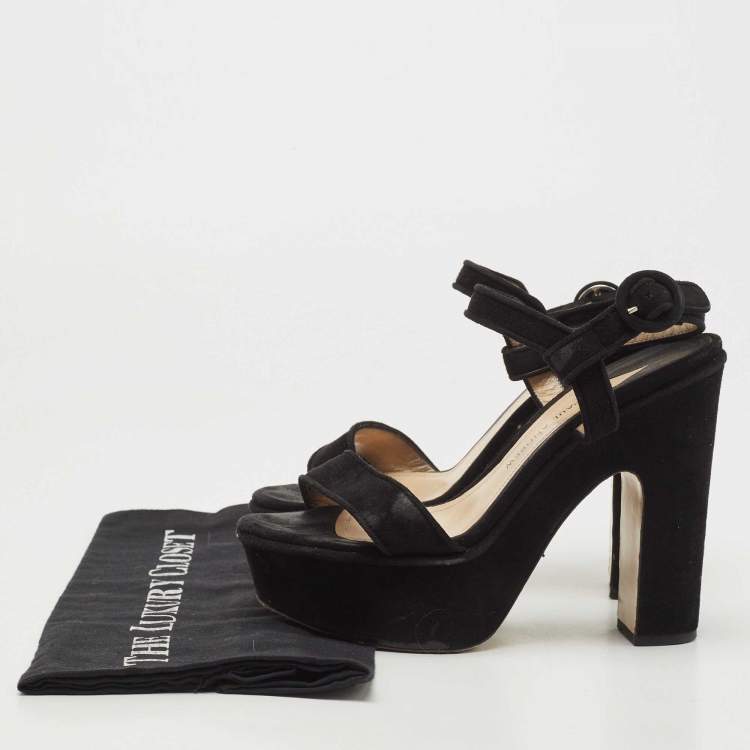 Pre Owned Paul Andrew Black Suede Stanton Sandals Size 36