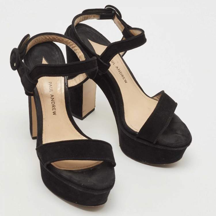 Pre Owned Paul Andrew Black Suede Stanton Sandals Size 36