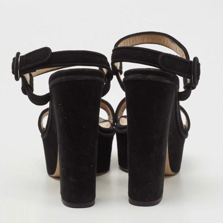 Pre Owned Paul Andrew Black Suede Stanton Sandals Size 36