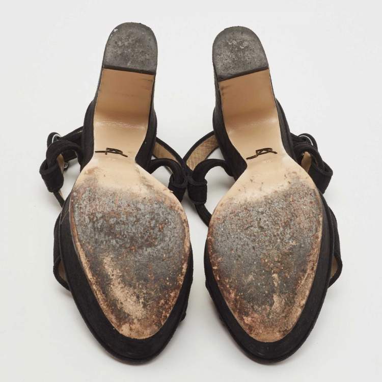 Pre Owned Paul Andrew Black Suede Stanton Sandals Size 36