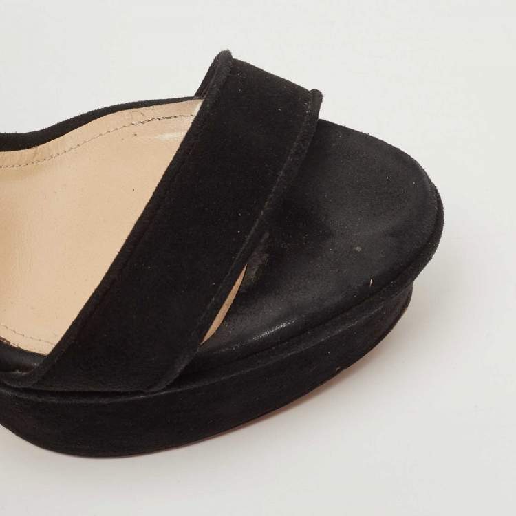 Pre Owned Paul Andrew Black Suede Stanton Sandals Size 36