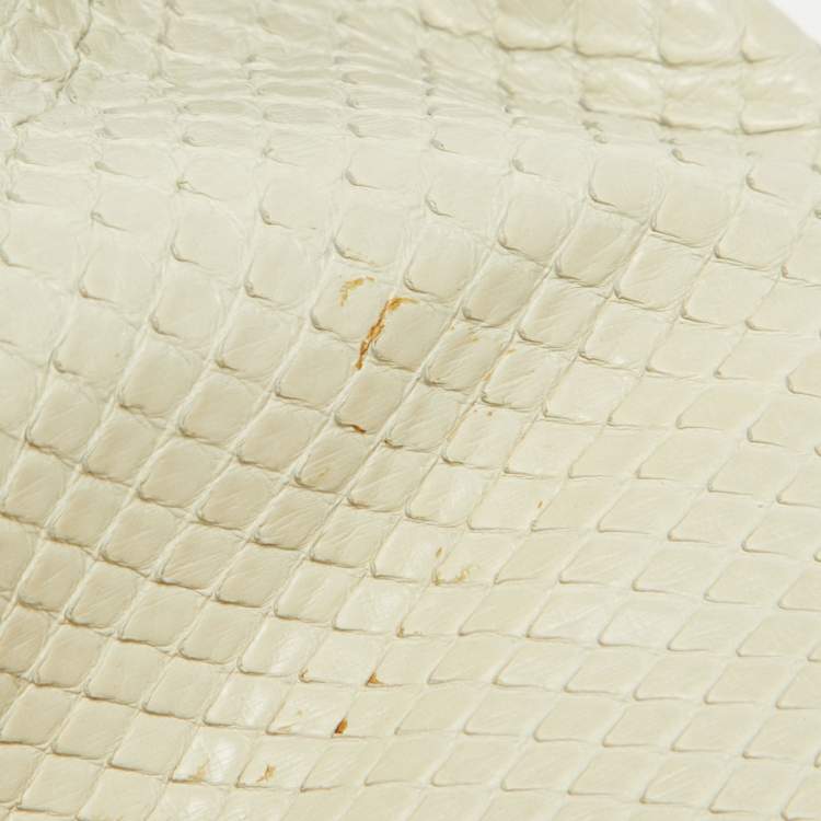 Pre Owned Paul Andrew Cream Snakeskin Cut Out Sandals Size 37.5