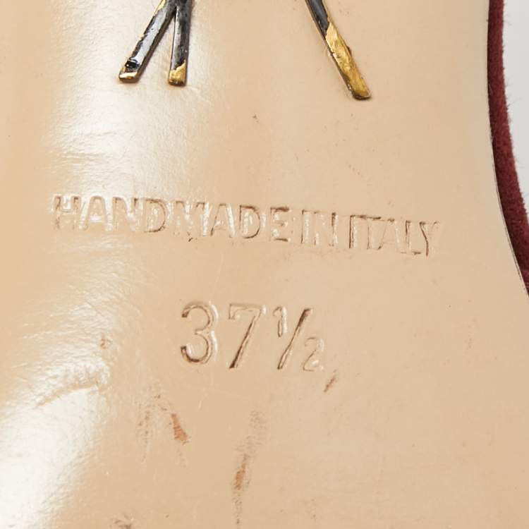 Pre Owned Paul Andrew Burgundy Suede Rhea Slingback Pumps Size 37.5
