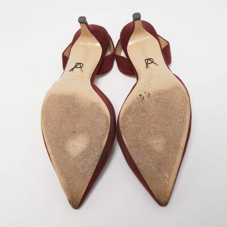 Pre Owned Paul Andrew Burgundy Suede Rhea Slingback Pumps Size 37.5