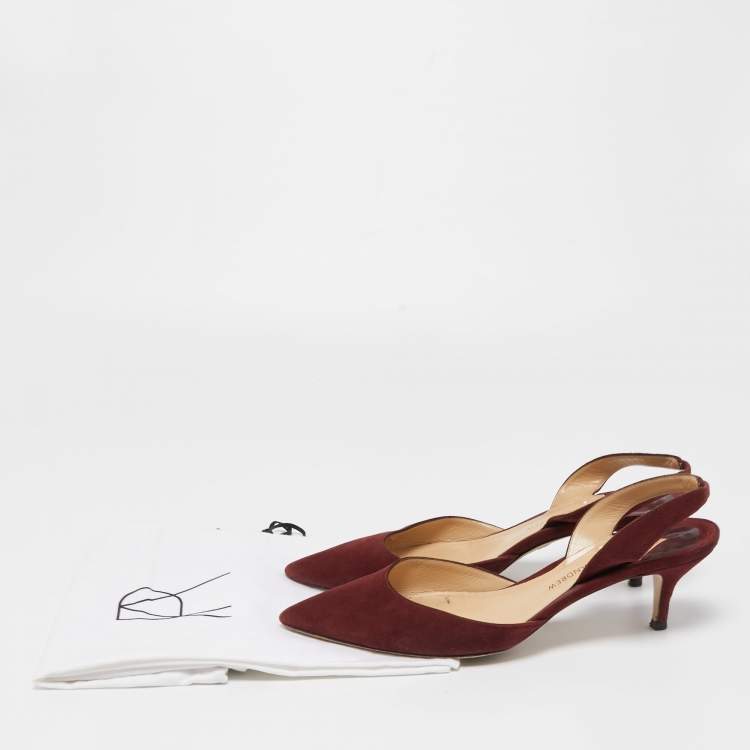 Pre Owned Paul Andrew Burgundy Suede Rhea Slingback Pumps Size 37.5