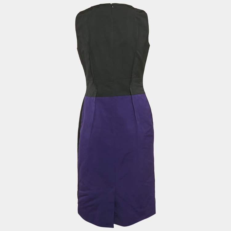 Pre Owned Paule Ka Multicolor Synthetic Color-Block Knee-Length Sleeveless Dress M