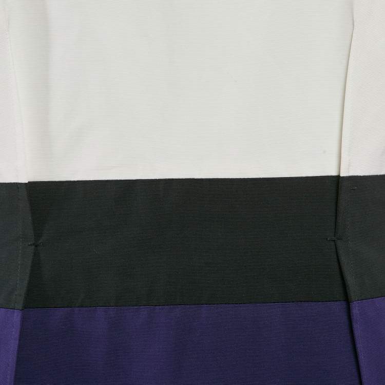 Pre Owned Paule Ka Multicolor Synthetic Color-Block Knee-Length Sleeveless Dress L