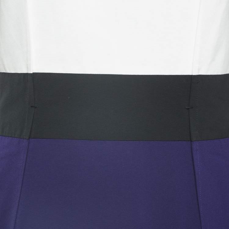 Pre Owned Paule Ka Multicolor Synthetic Color-Block Knee-Length Sleeveless Dress L