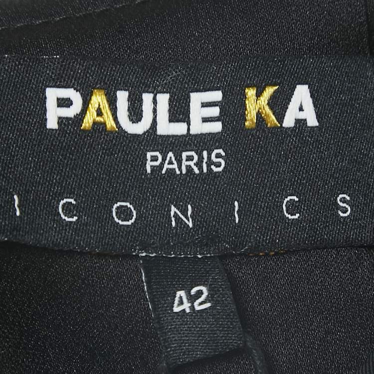 Pre Owned Paule Ka Multicolor Synthetic Color-Block Knee-Length Sleeveless Dress L