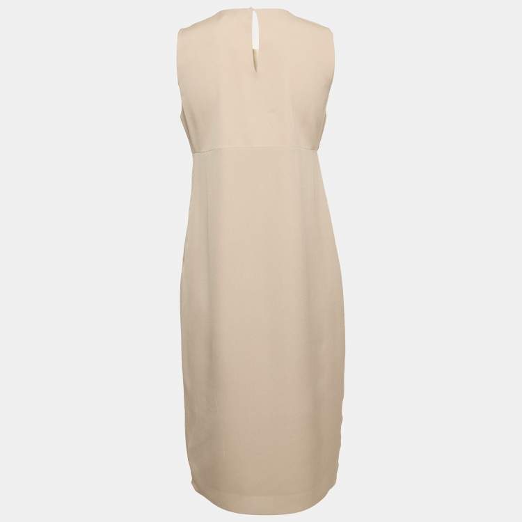 Pre Owned Paule Ka Grey Lace Trim Silk Sleeveless Shift Dress L