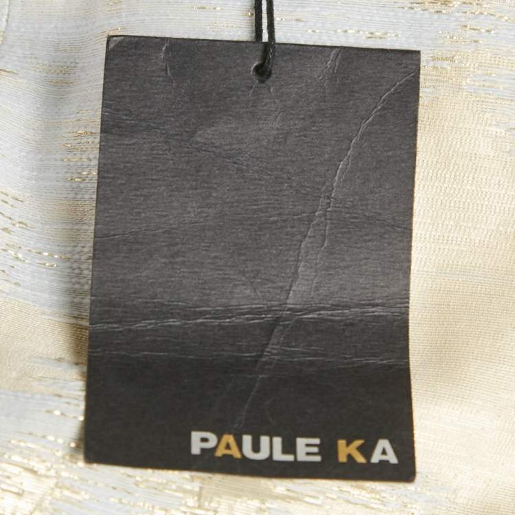 Pre Owned Paule Ka Grey/Cream Lurex Jacquard Mini Dress M