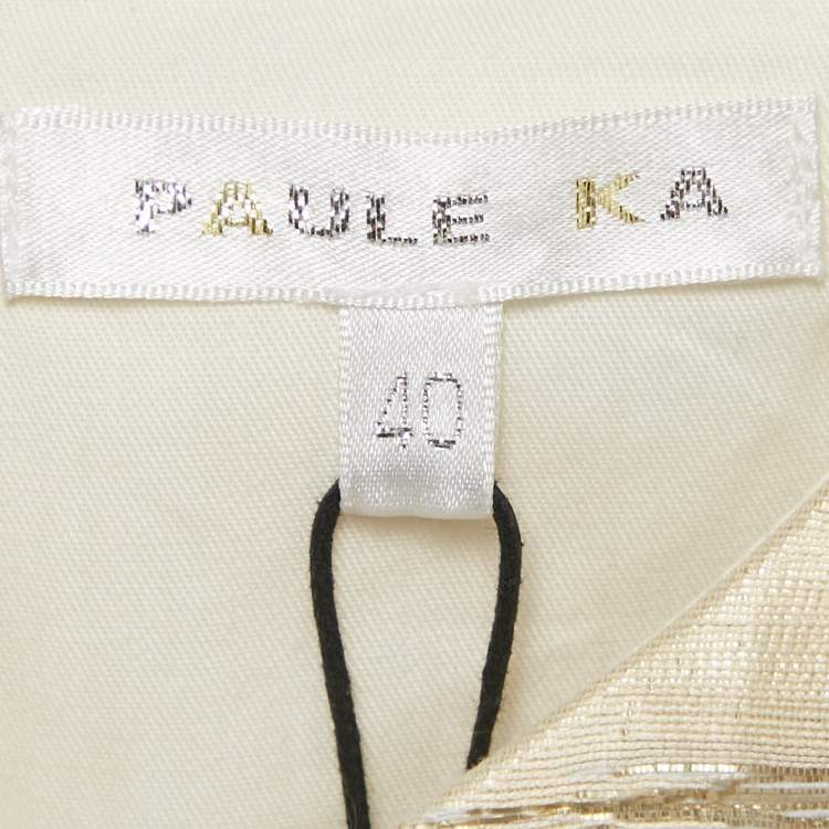 Pre Owned Paule Ka Grey/Cream Lurex Jacquard Mini Dress M