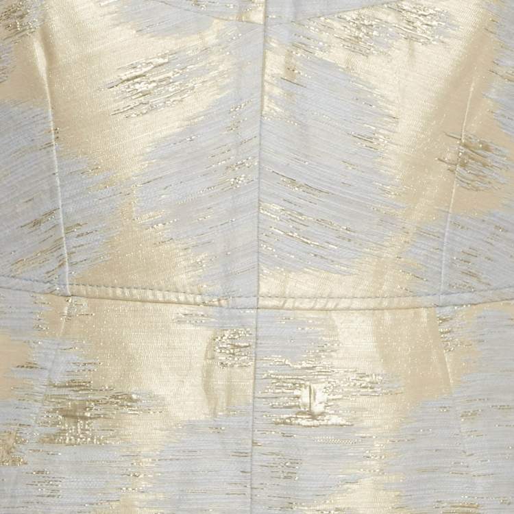 Pre Owned Paule Ka Grey/Cream Lurex Jacquard Mini Dress M