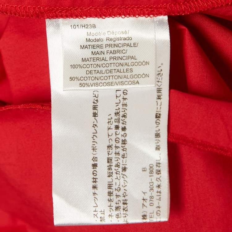 Pre Owned Paule Ka Red Embroidered Cotton Blouse L