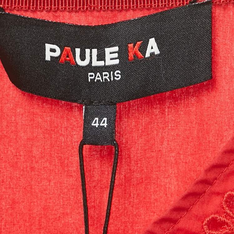 Pre Owned Paule Ka Red Embroidered Cotton Blouse L