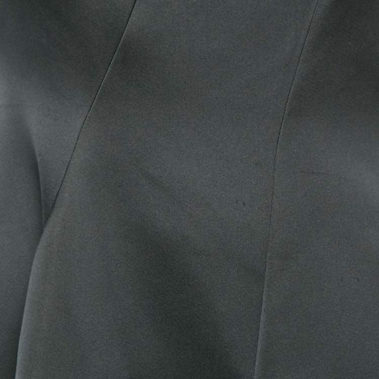 Pre Owned Paul Ka Black Paneled Satin Ruffle Detail Gown M