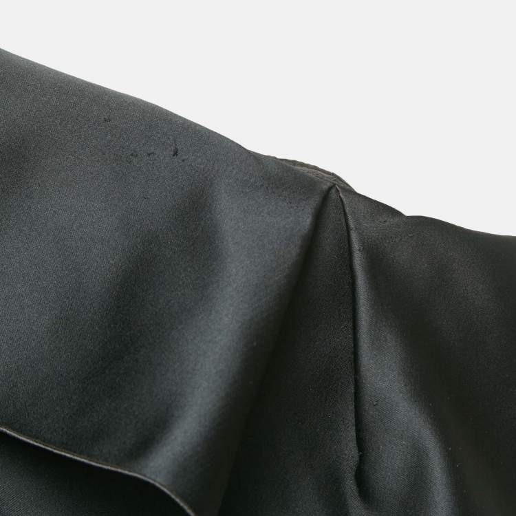Pre Owned Paul Ka Black Paneled Satin Ruffle Detail Gown M