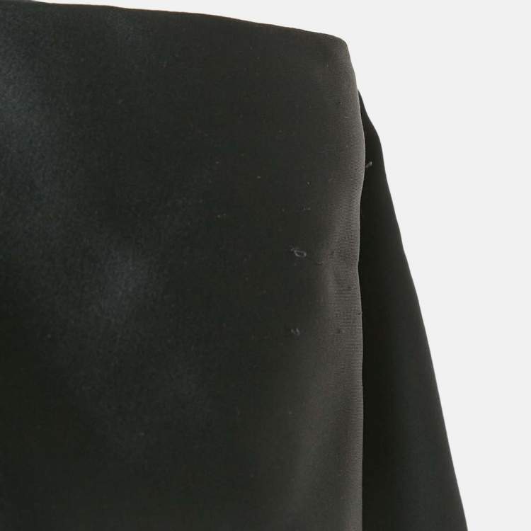 Pre Owned Paul Ka Black Paneled Satin Ruffle Detail Gown M