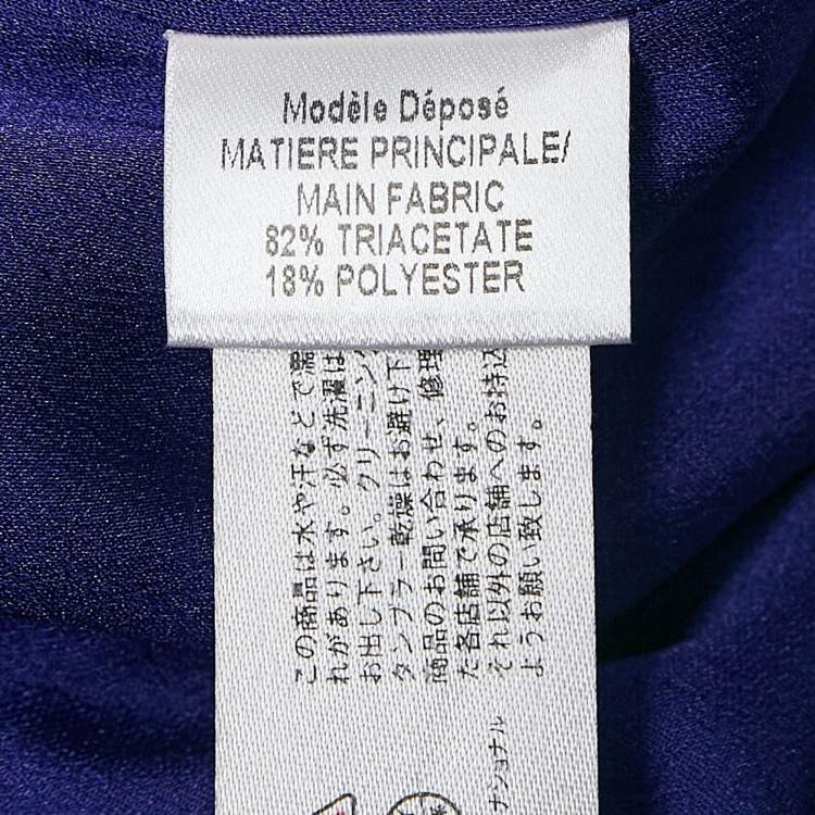 Pre Owned Paule Ka Purple Satin Pleated Bow Detail Maxi Dress M