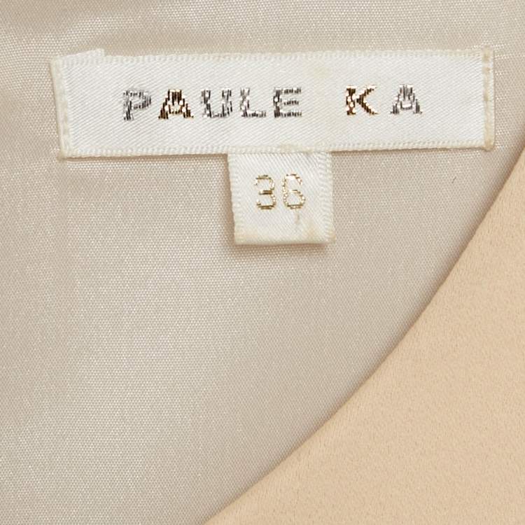 Pre Owned Paule Ka Cream Metal Embellished Stretch Crepe Mini Shift Dress S