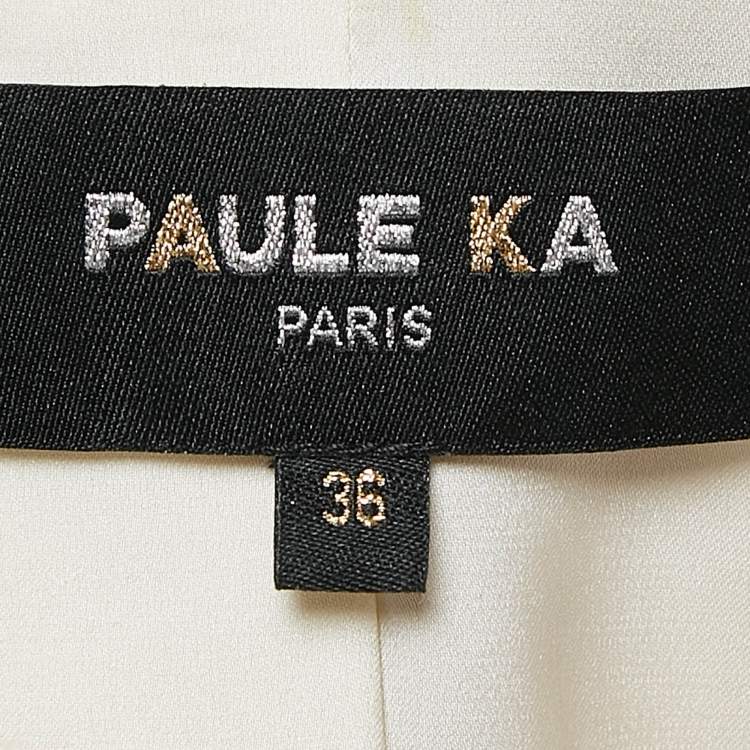 Pre Owned Paule Ka White/Pink Lurex Tweed Jacket S