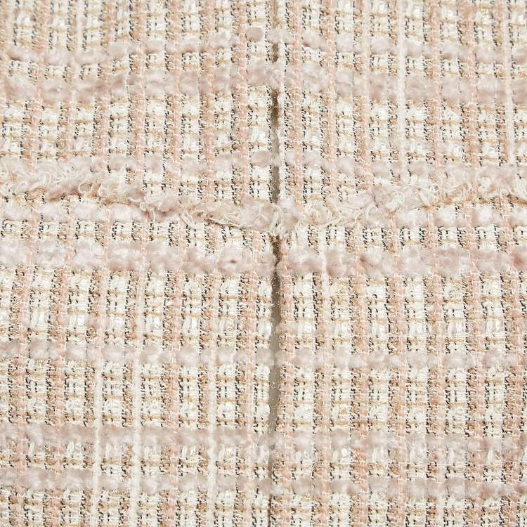 Pre Owned Paule Ka White/Pink Lurex Tweed Jacket S