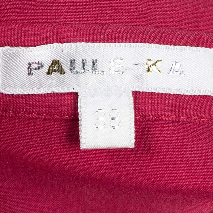 Pre Owned Paule Ka Red Cotton Long Sleeve Shirt Dress M