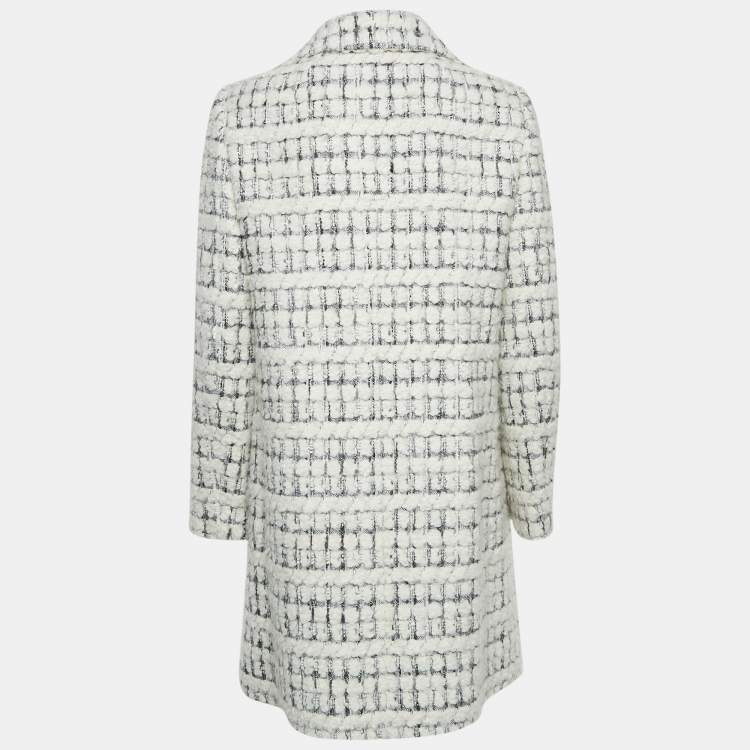 Pre Owned Paule Ka Off White Tweed Mid-Length Coat M
