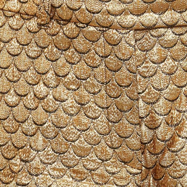 Pre Owned Paule Ka Gold Patterned Brocade Trousers M