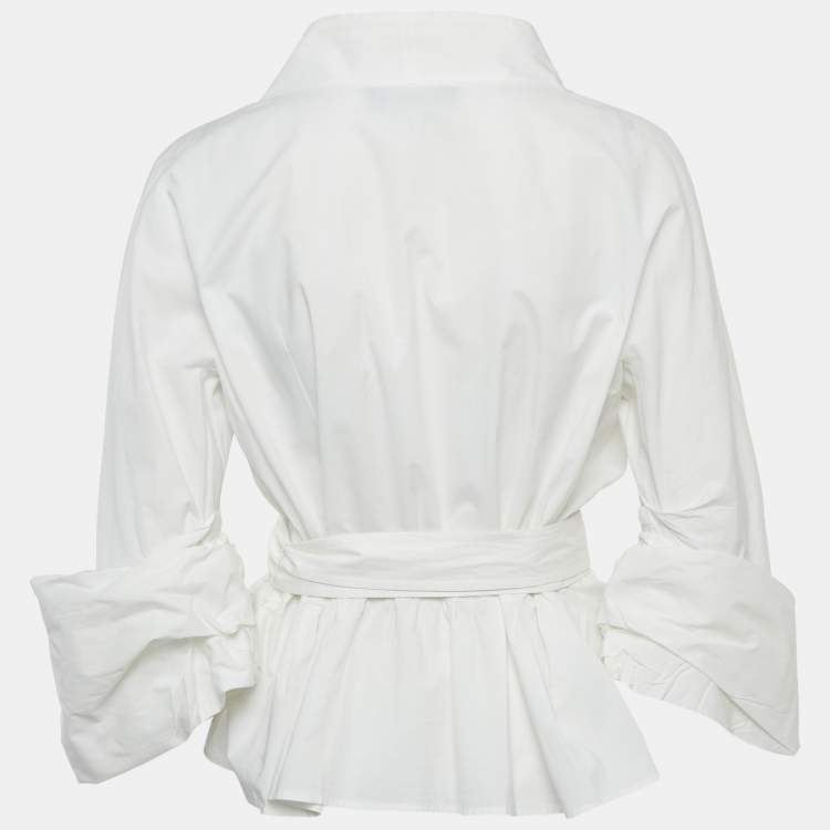Pre Owned Paule Ka White Cotton Wrap-Up Top L
