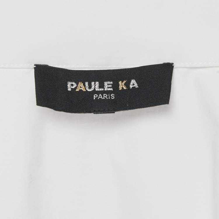 Pre Owned Paule Ka White Cotton Wrap-Up Top L