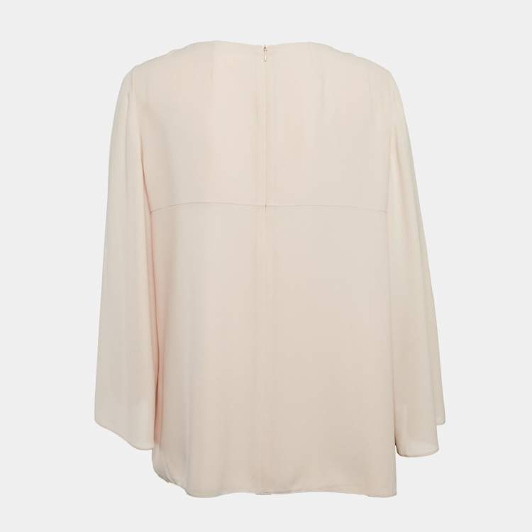 Pre Owned Paule Ka Pink Crepe Flared Sleeve Blouse L