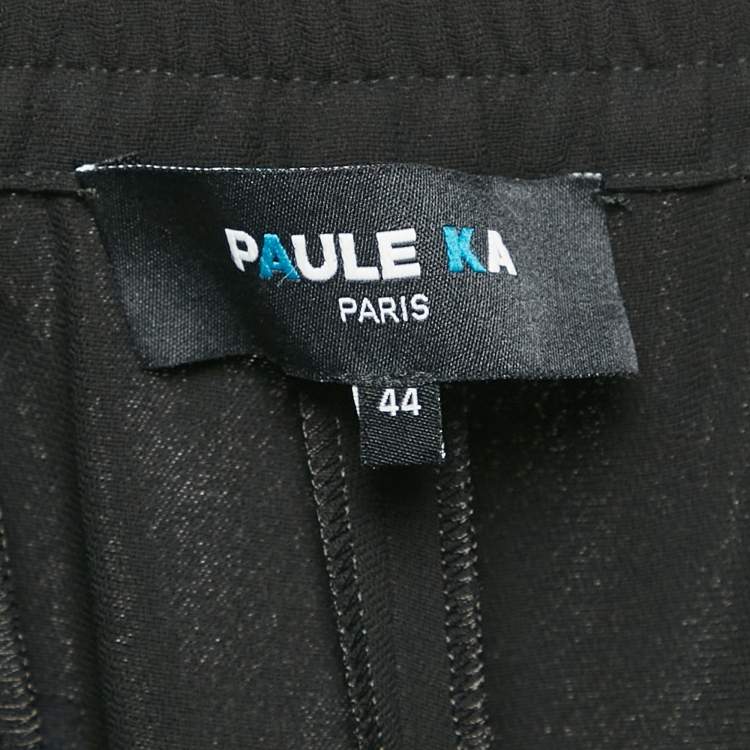 Pre Owned Paule Ka Black Side Stripe Crepe Pleated Trousers L