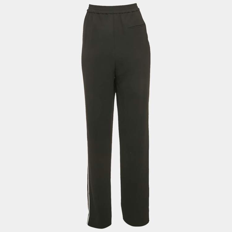 Pre Owned Paule Ka Black Side Stripe Crepe Pleated Trousers L