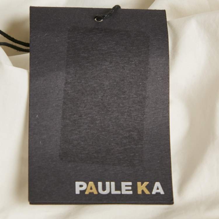 Pre Owned Paule Ka Off-White Floral Embroidery Cotton Top M