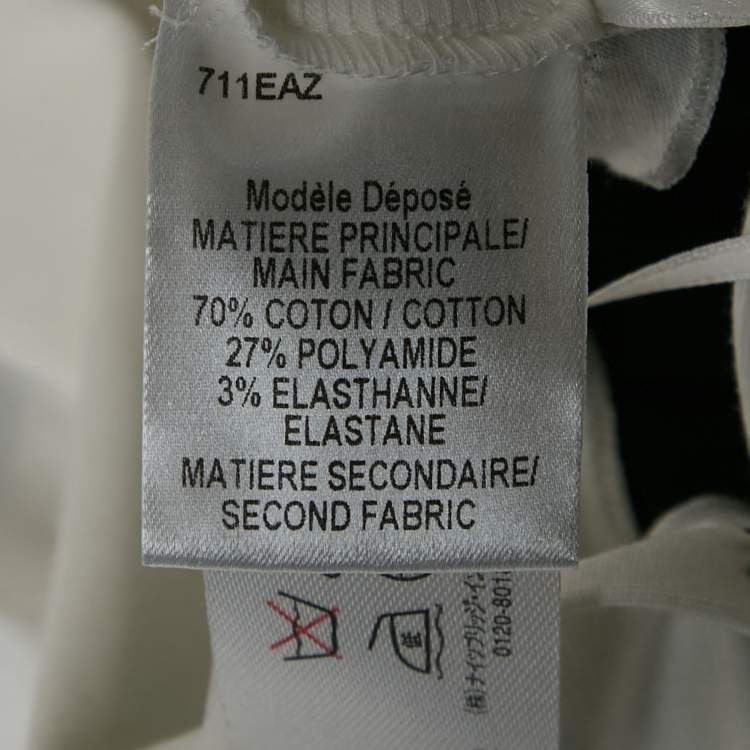 Pre Owned Paule Ka Black & White Cotton Pleated Detail Midi Dress M