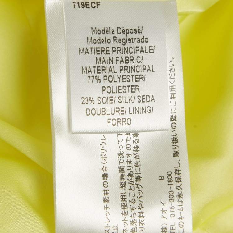 Pre Owned Paule Ka Yellow Feather Trim Taffeta Bow Detail  Midi Dress M 