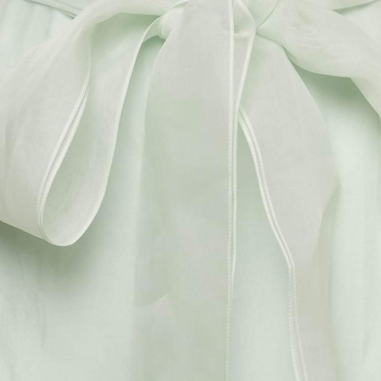 Pre Owned Paule Ka Mint Green Silk Organza Maxi Skirt L