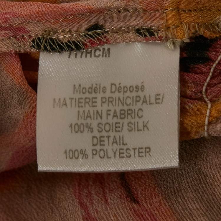 Pre Owned Paule Ka Pink Floral Print Silk Ruffled Sleeve Maxi Dress M    