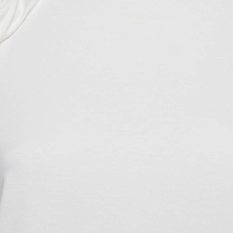 Pre Owned Paule Ka White Jersey Puff Sleeve Top L